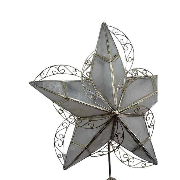 Vintage Capiz Shell Star Christmas Tree Topper Fast Shipping - Picture 2 of 16